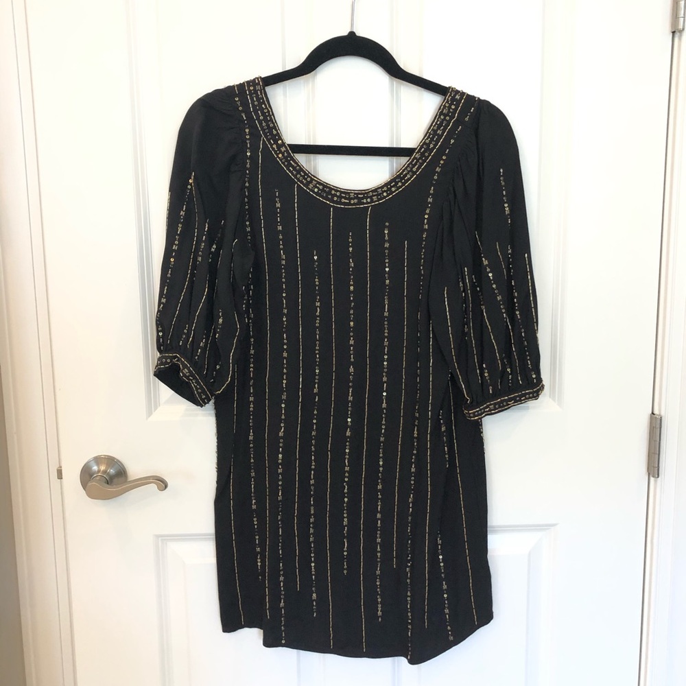 Ella Moss Embellished Shift Dress Black